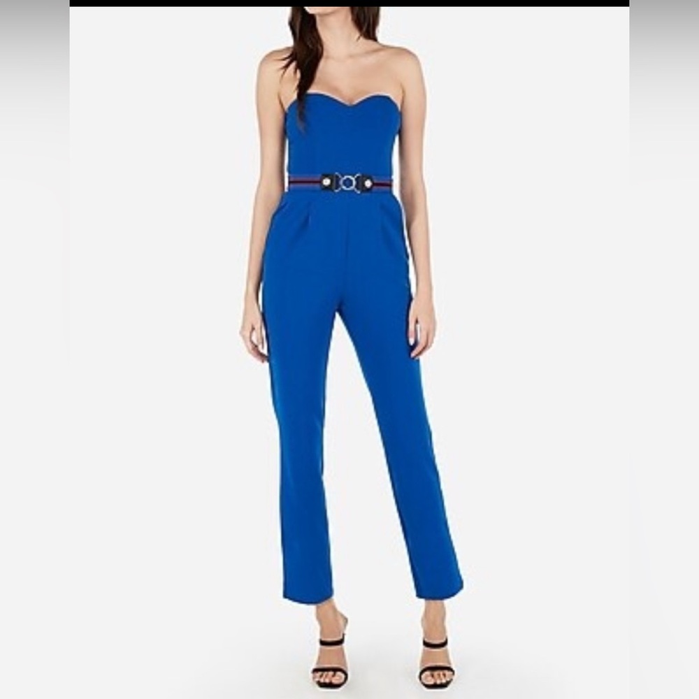 Express Royal Blue Strapless Jumpsuit
